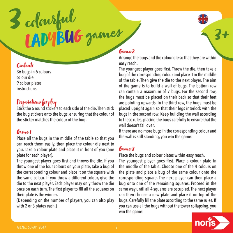 3 bunte Käfer Spiele - Regeln und Anleitung für Kinder