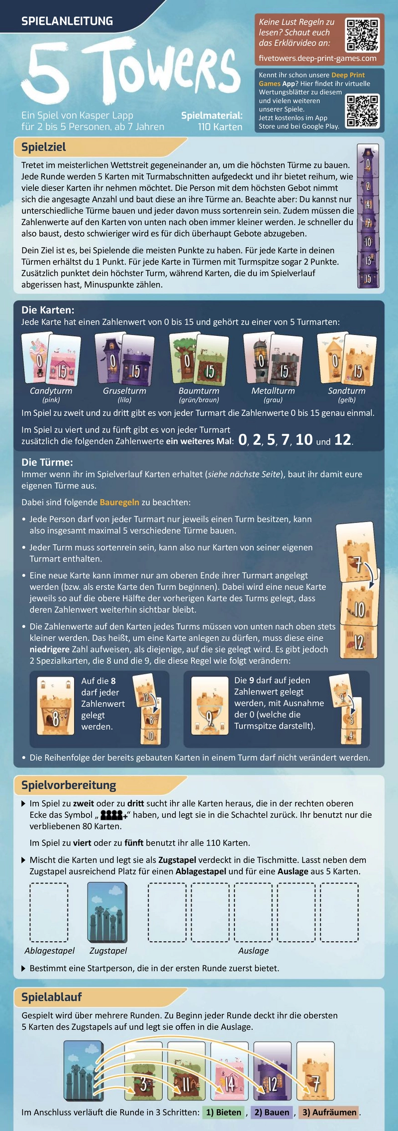 5 Towers - Das spannende Kartenspiel zum Türme bauen