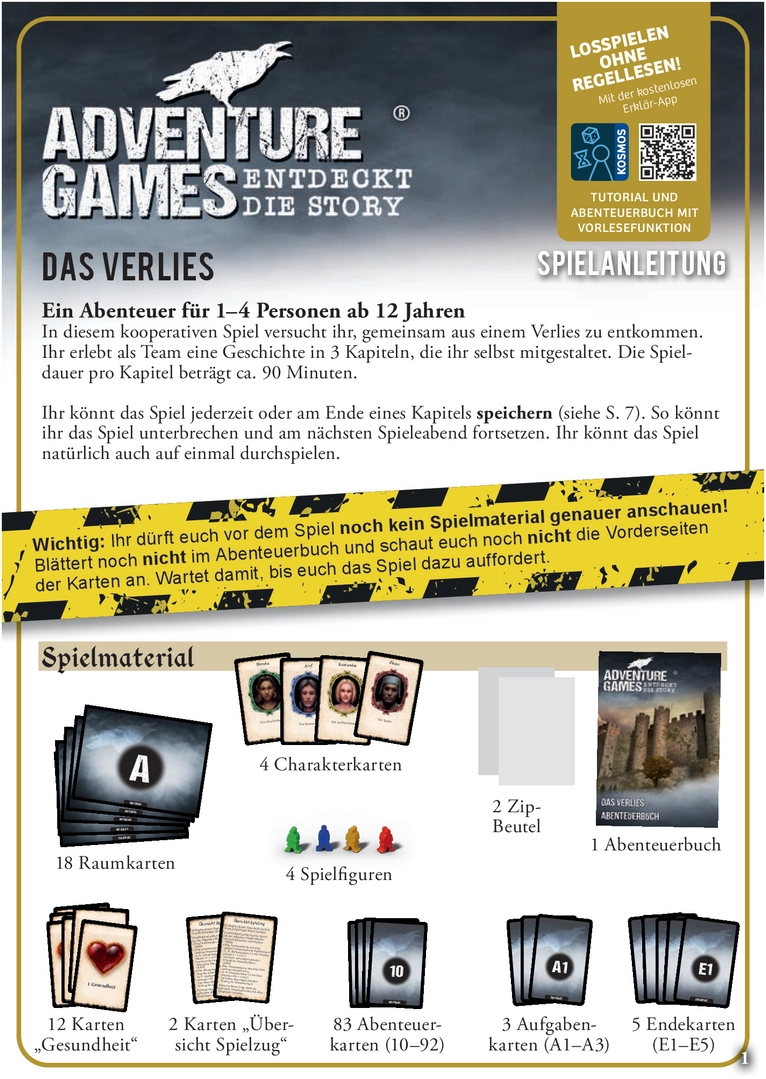 Abenteuer Games: Das Verlies - Spielanleitung und Regeln