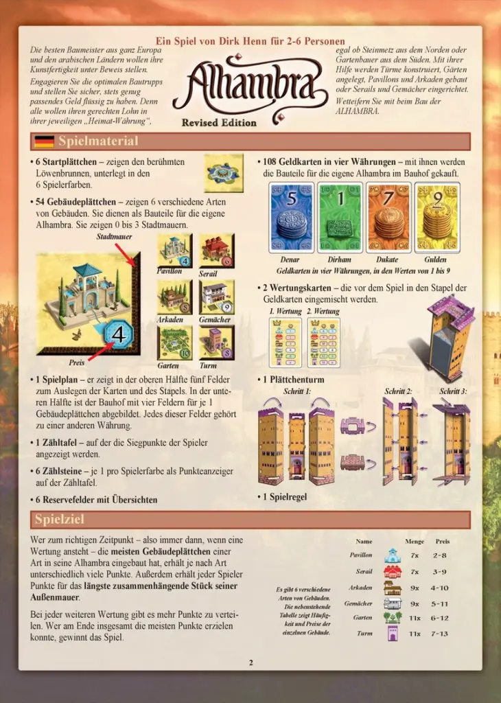 Alhambra 2nd Edition - Das strategische Brettspiel für Architektur-Fans