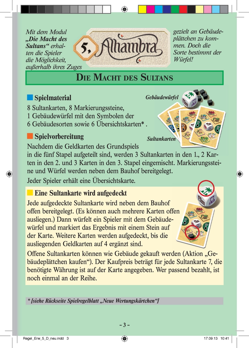 Alhambra - Spieleanleitung und Regeln der Erweiterungen