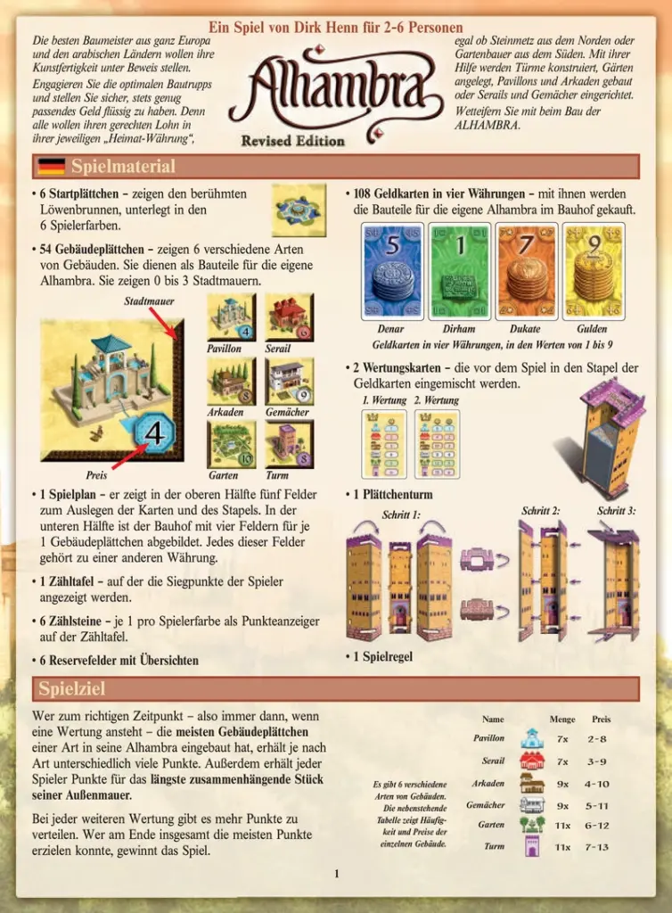 Alhambra - Ein Strategiespiel zum Bau der maurischen Architektur