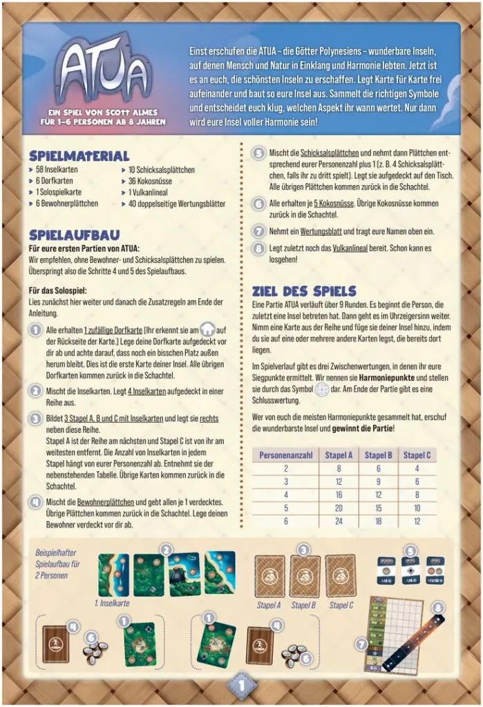 Atua - Das Inselspiel für 1-6 Personen ab 8 Jahren