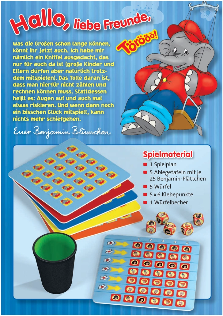 Benjamin Blümchen Kinder Kniffel - Spannendes Würfelspiel für die ganze Familie