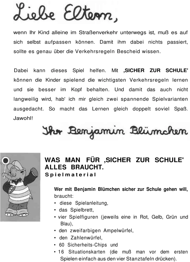 Benjamin Blümchen - Sicher zur Schule Spielanleitung