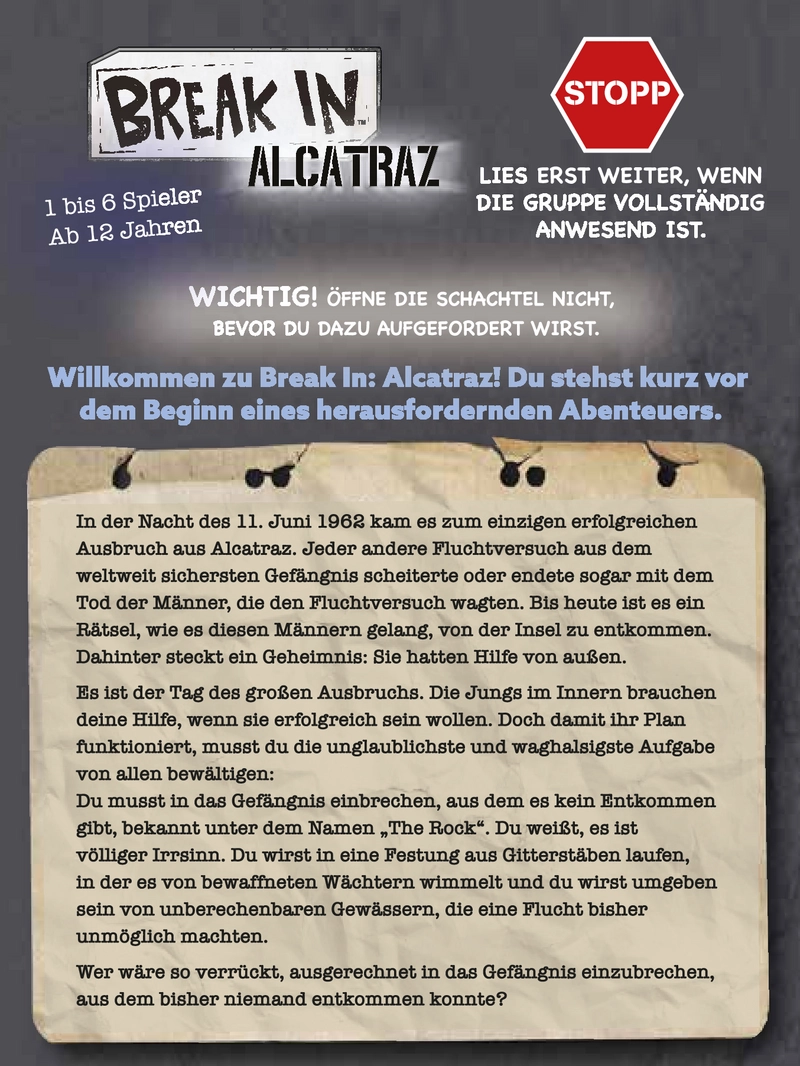 Break In: Alcatraz - Spannendes Brettspiel für Teamarbeit und Rätselspaß