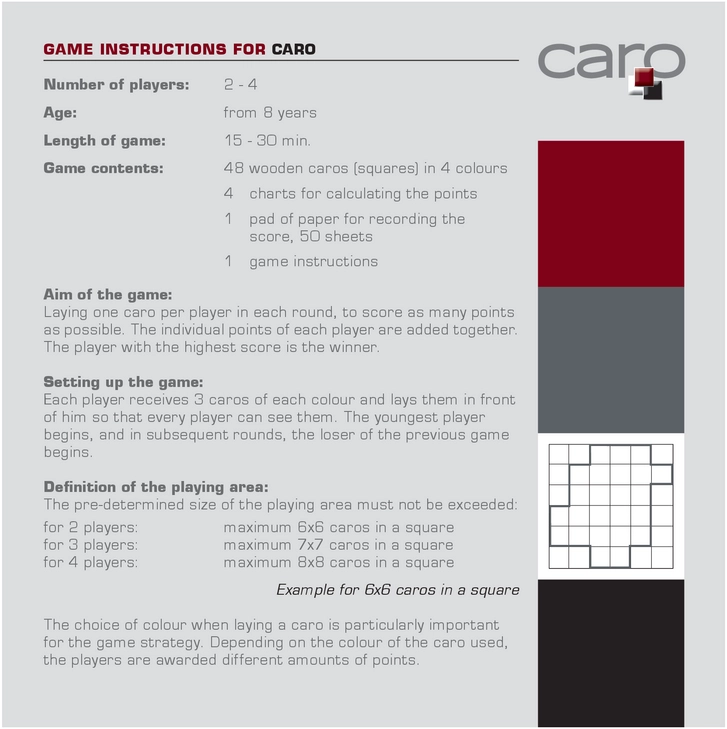 Caro - Spielanleitung für strategisches Punkte sammeln