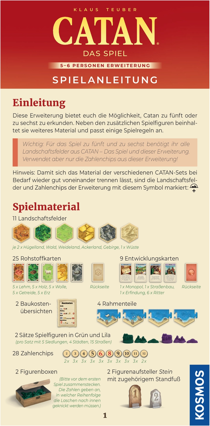 Catan - 5-6 Personen Erweiterung Spielanleitung