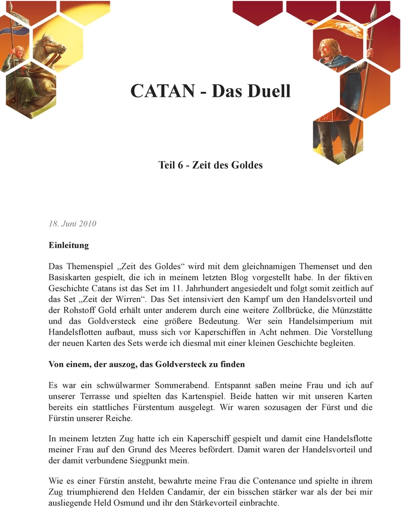 CATAN - Das Duell: Zeit des Goldes Spielanleitung