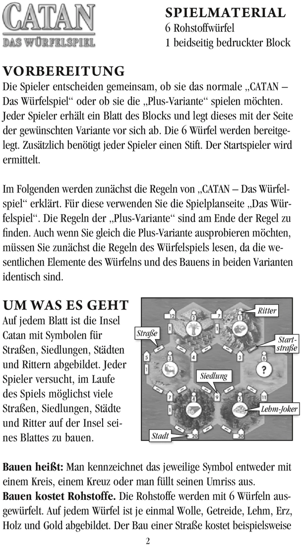 CATAN - Das Würfelspiel: Anleitung und Spielregeln