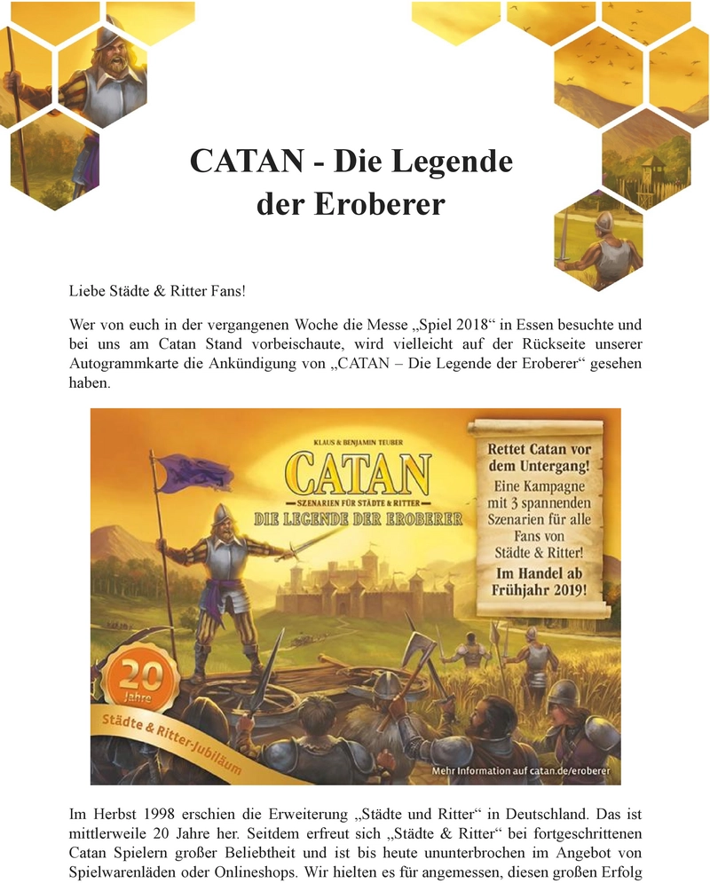 Catan - Die Legende der Eroberer Spielanleitung