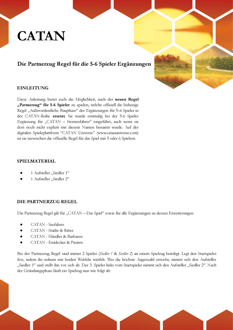 Catan - Die Partnerzug-Regel für 5-6 Spieler