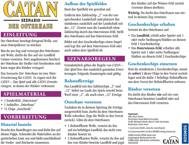 Catan Szenario Der Osterhase - Spielanleitung und Regeln