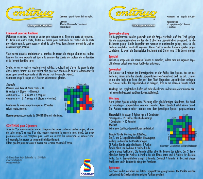 Continuo - Strategisches Kartenspiel für 1 bis 5 Spieler