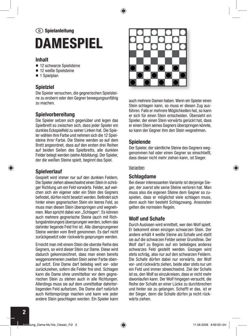 Dame - Klassisches Brettspiel für zwei Spieler