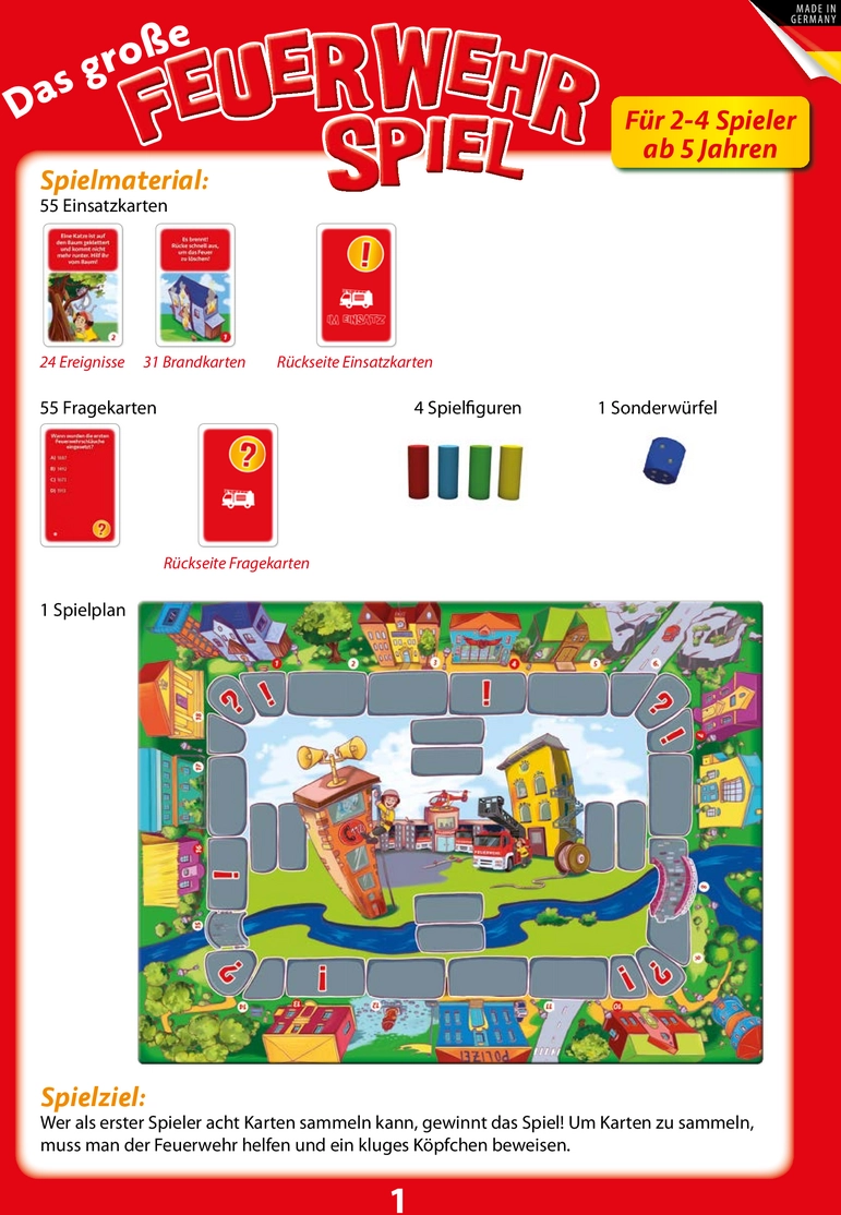 Das große Feuerwehrspiel - Regeln und Spielanleitung für Kinder