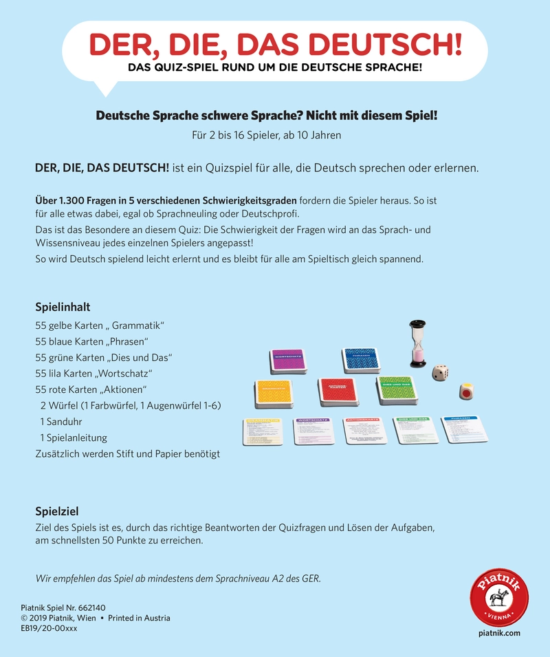 DER, DIE, DAS DEUTSCH! - Das Quizspiel zur deutschen Sprache