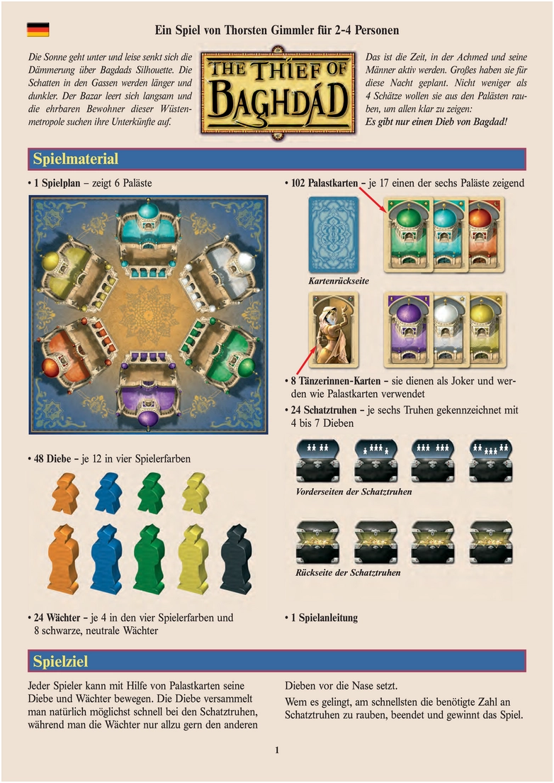Der Dieb von Bagdad - Brettspiel-Anleitung und Spielregeln