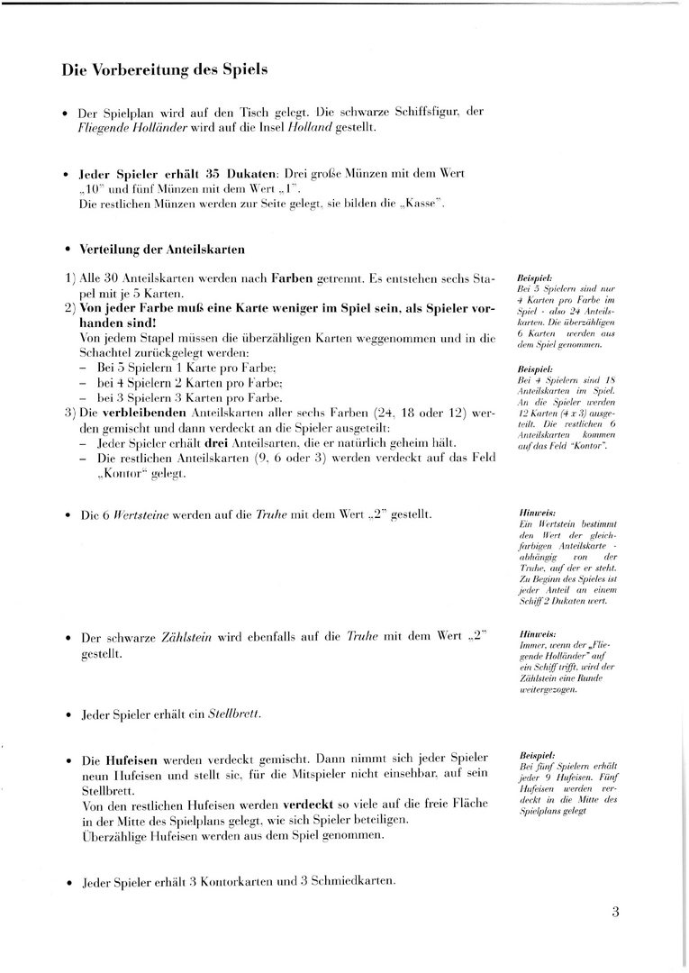 Der fliegende Holländer - Spielanleitung für 3 bis 6 Spieler