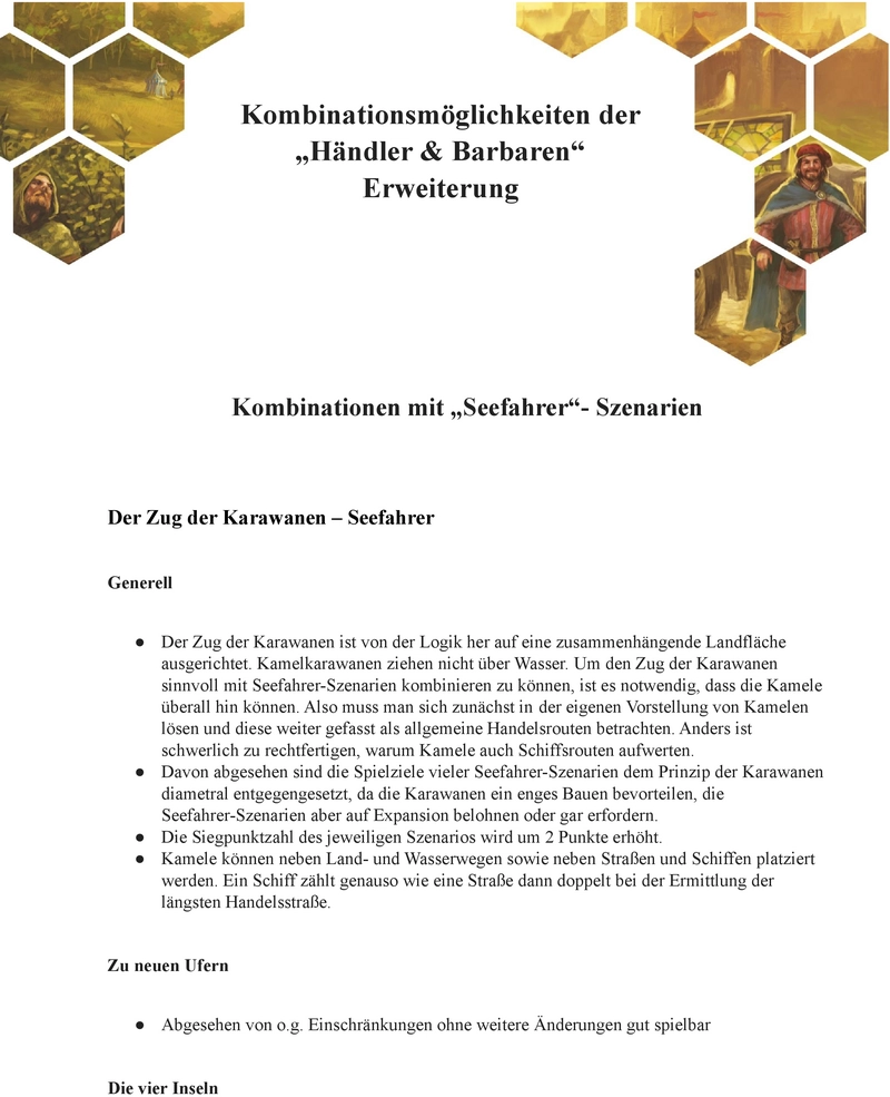 Der Zug der Karawanen - Seefahrer Erweiterungen und Kombinationen