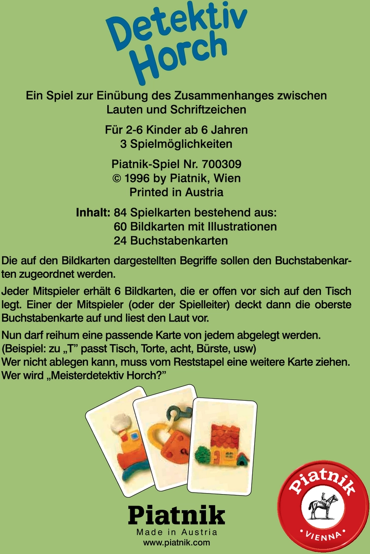 Detektiv Horch - Spiel zur Laut- und Schriftzeichenübung