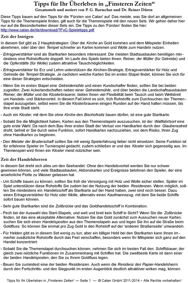 Die Fürsten von Catan - Strategien und Spielanleitung