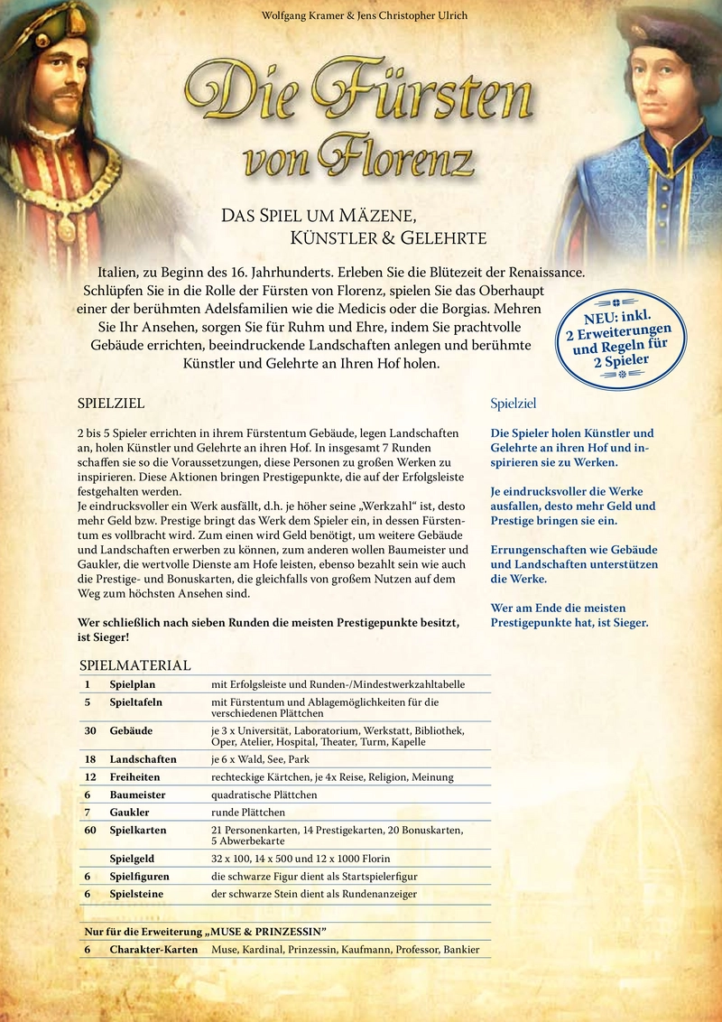 Die Fürsten von Florenz - Brettspiel für strategische Denker