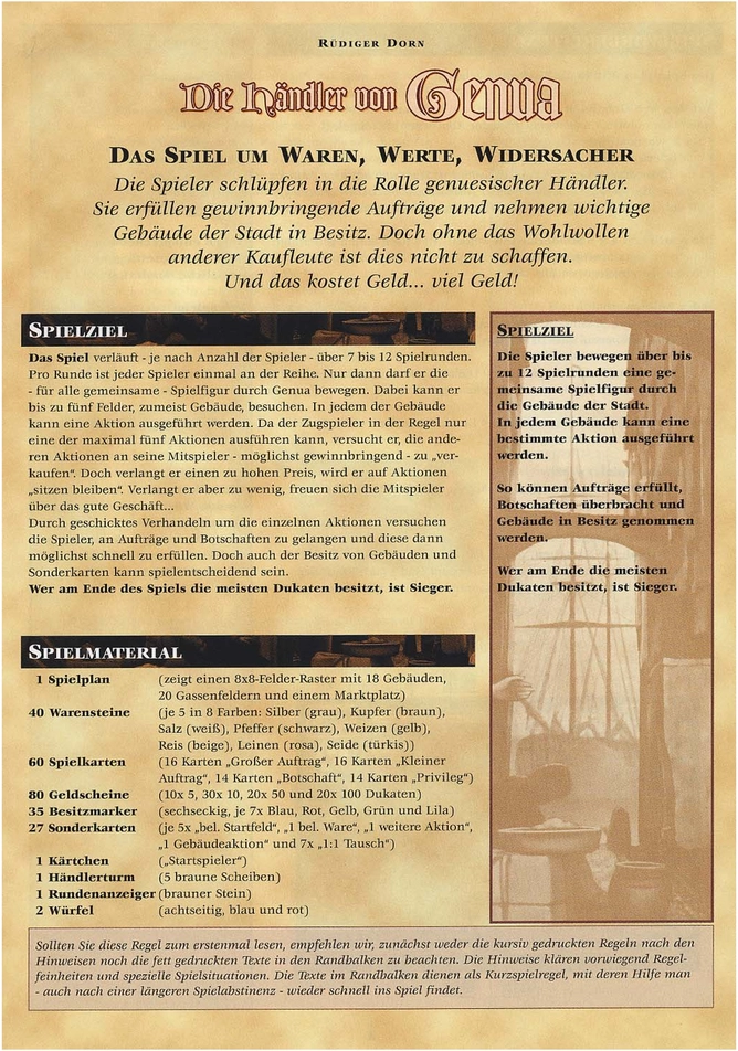 Die Händler von Genua - Strategisches Brettspiel für Händler