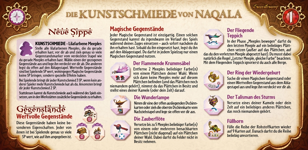 Die Kunstschmiede von Naqala - Spielanleitung und Regeln