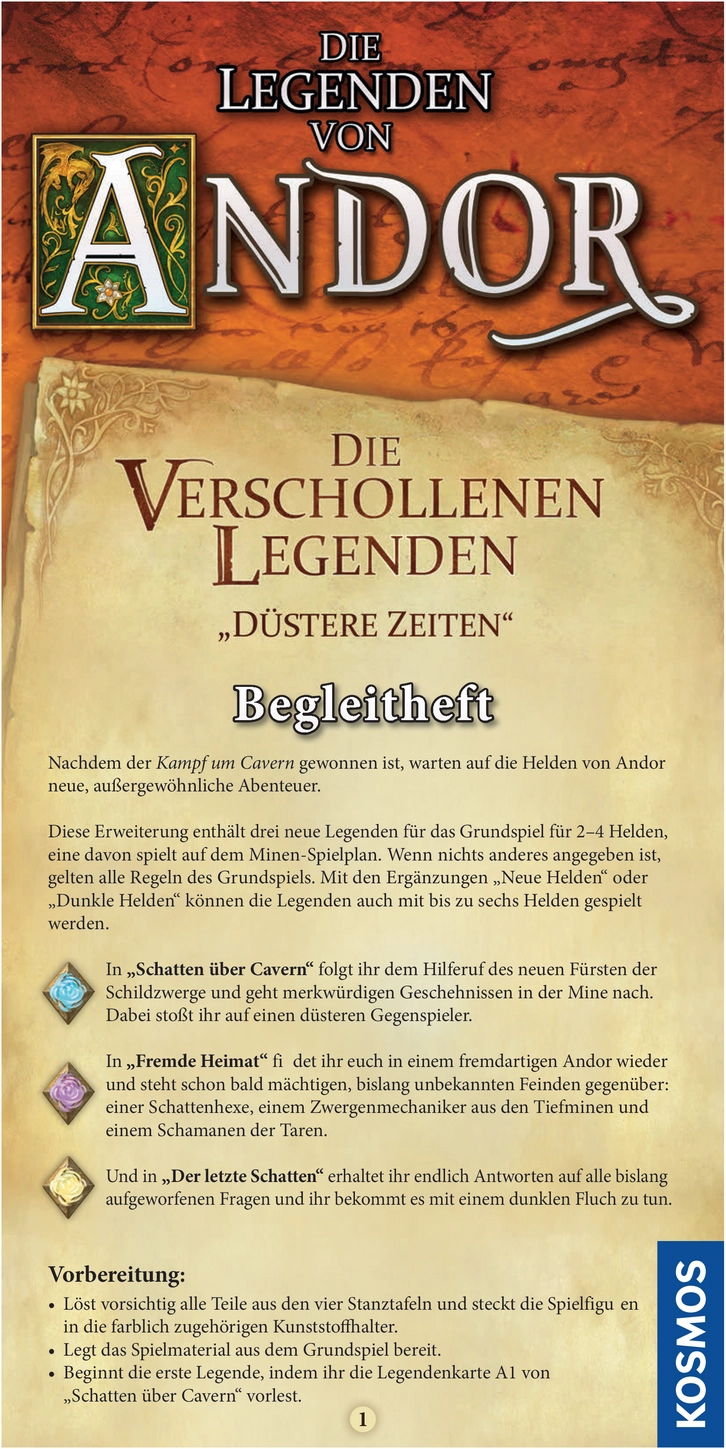 Die Legenden von Andor: Düstere Zeiten - Spielanleitung und Regeln