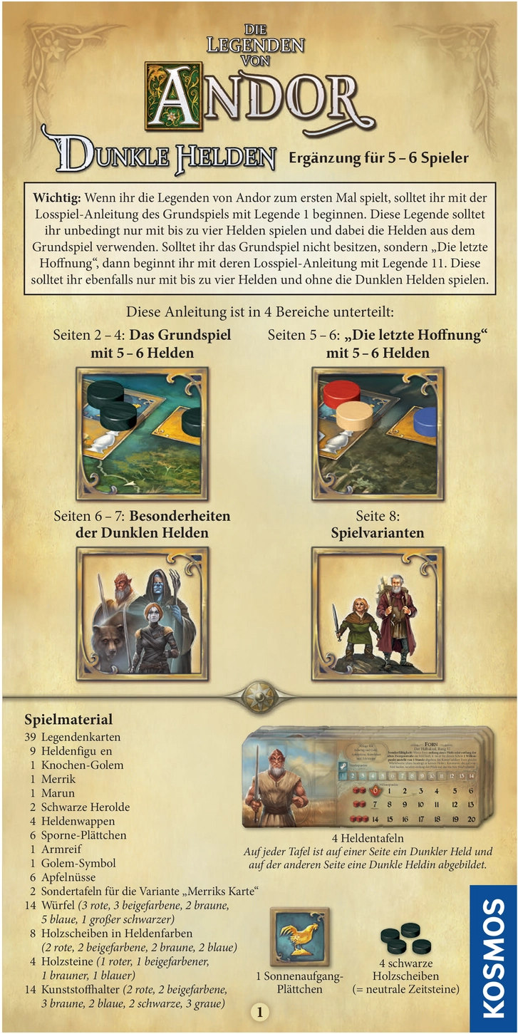 Die Legenden von Andor: Dunkle Helden Spielanleitung