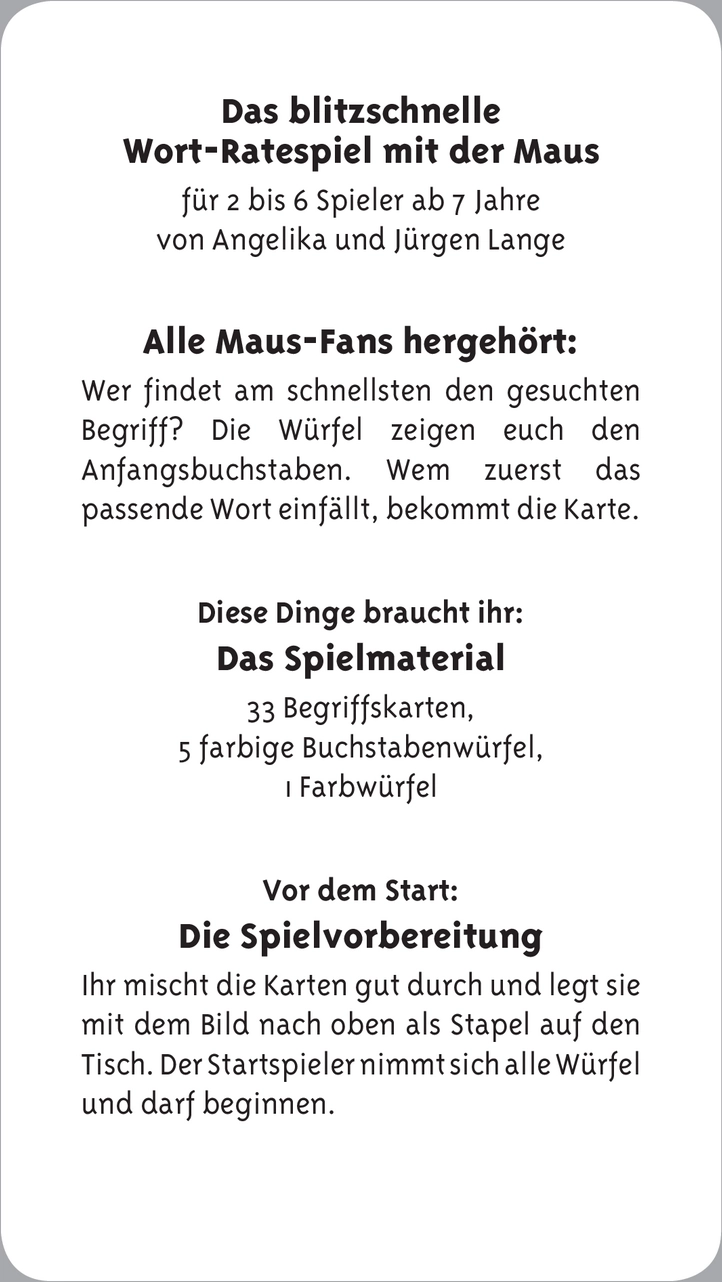 Die Maus - Mit Köpfchen: Das schnelle Wort-Ratespiel für die ganze Familie