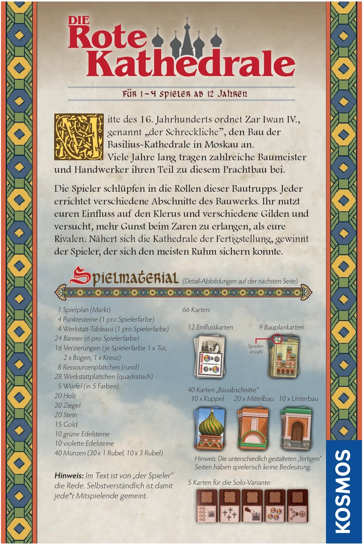 Die Rote Kathedrale - Brettspiel für 1-4 Spieler