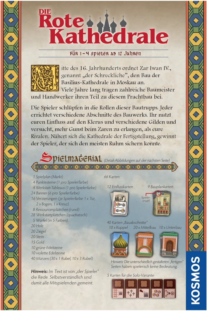 Die Rote Kathedrale - Spielanleitung und Regeln