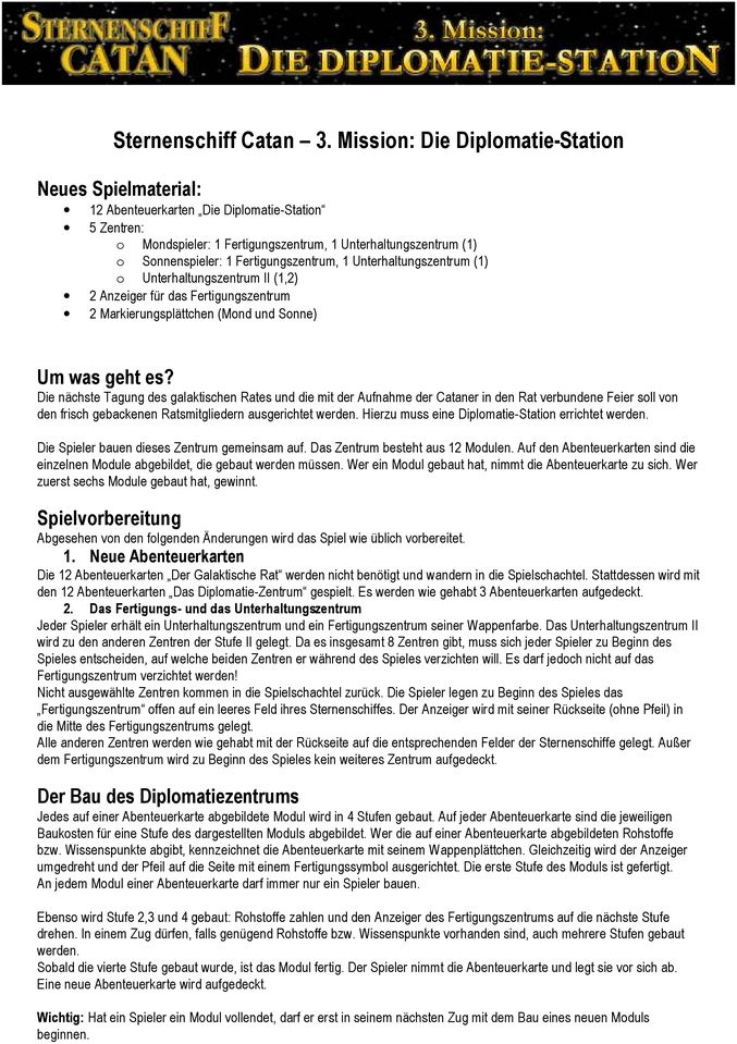 Sternenschiff Catan - 3. Mission: Die Diplomatie-Station