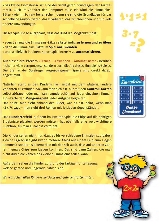Einmaleins - Lernspiel für Kinder zur Multiplikation