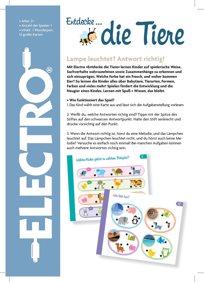Electro - Entdecke die Tiere Spielanleitung und Regeln