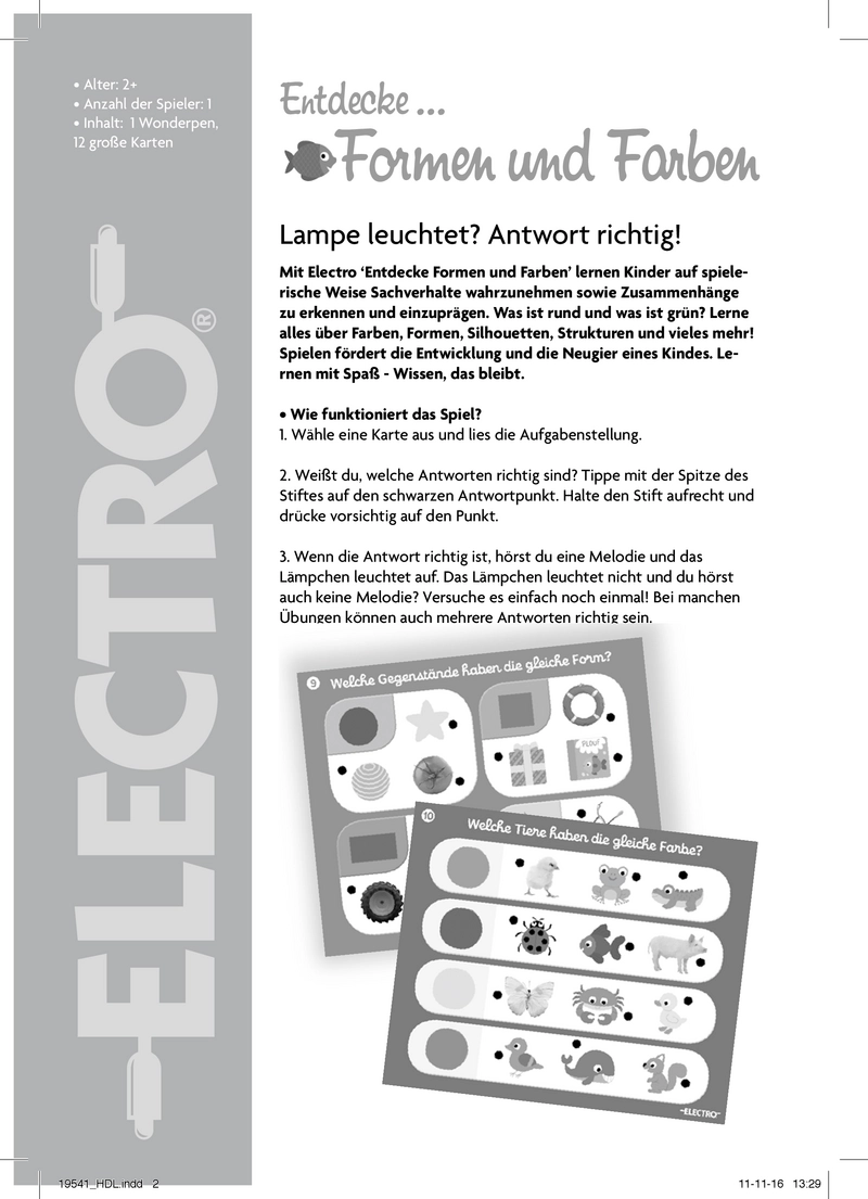 Electro Entdecke Formen und Farben Spielanleitung
