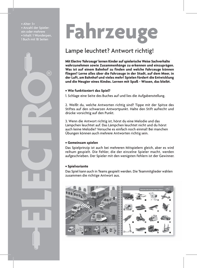 Electro Fahrzeuge - Lernspiel für Kinder