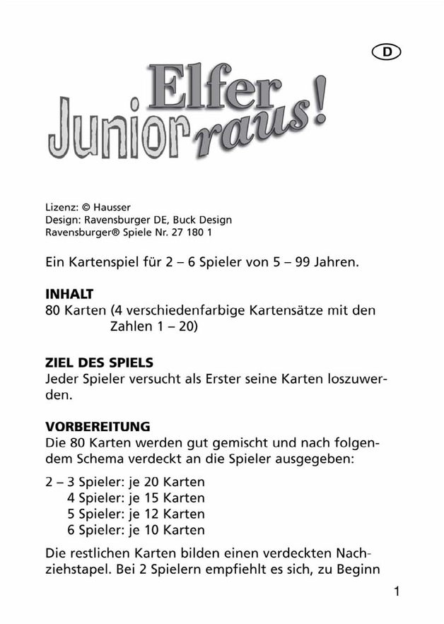 Elfer Junior raus! - Kartenspiel für die ganze Familie