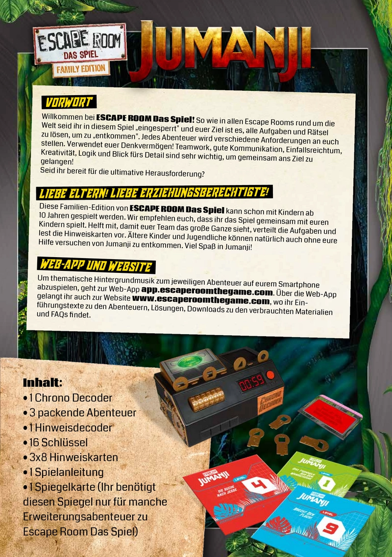 Escape Room Jumanji - Familien Edition Spielanleitung