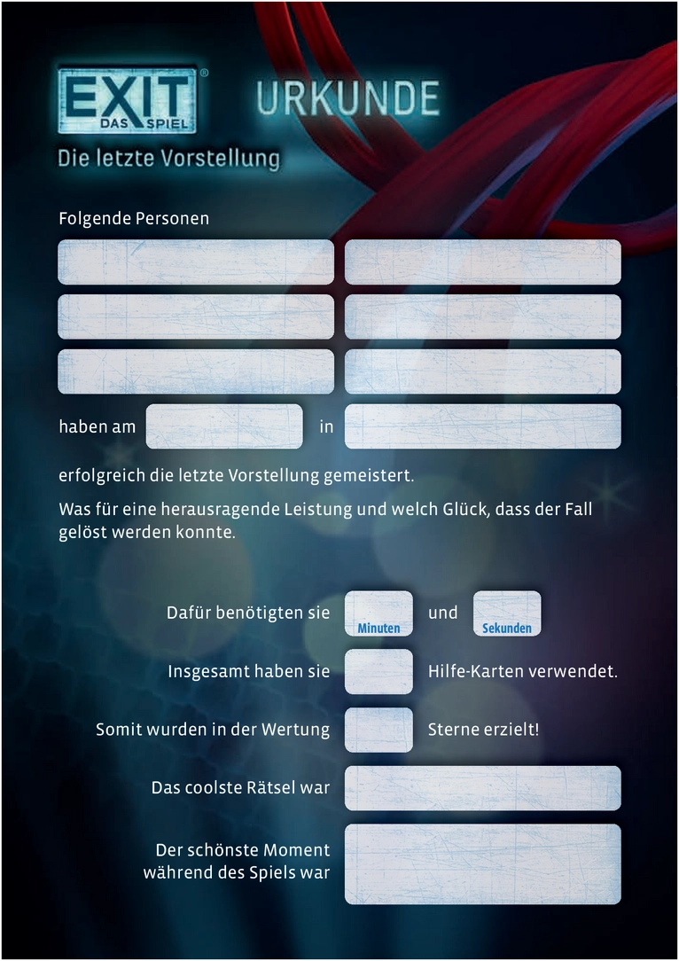 EXIT - Die letzte Vorstellung Spielanleitung