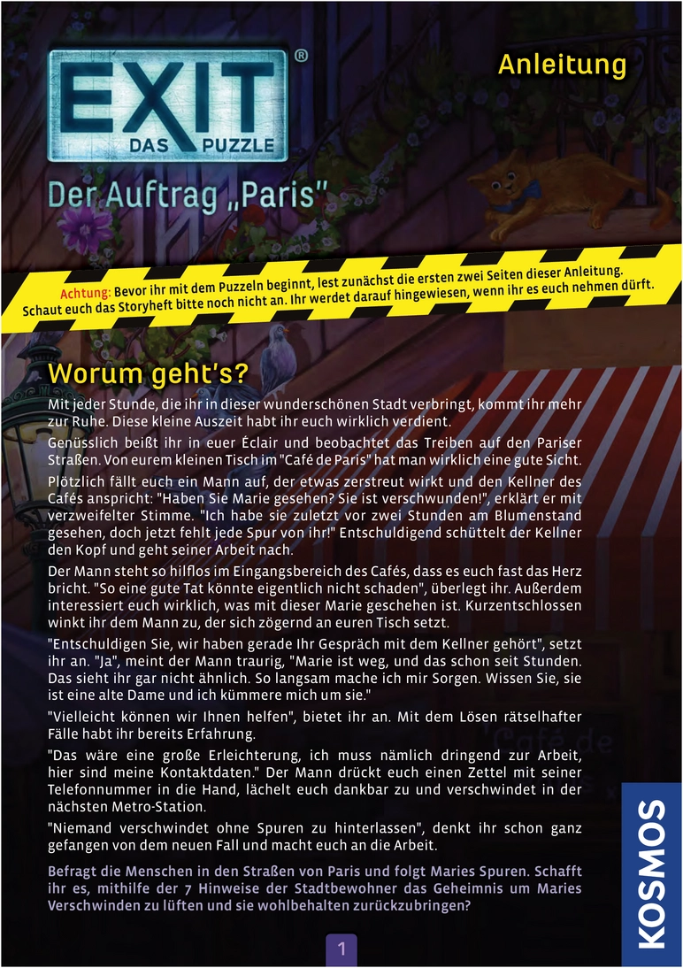 EXIT Puzzle Der Auftrag Paris Spielanleitung