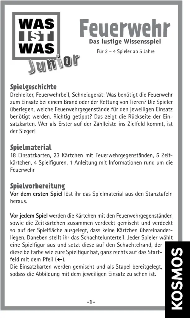 Feuerwehr - Das spannende Wissen- und Ratespiel für Kinder