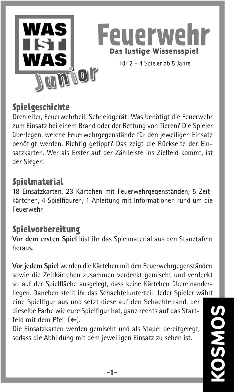 Feuerwehr - Das spannende Wissen- und Ratespiel für Kinder