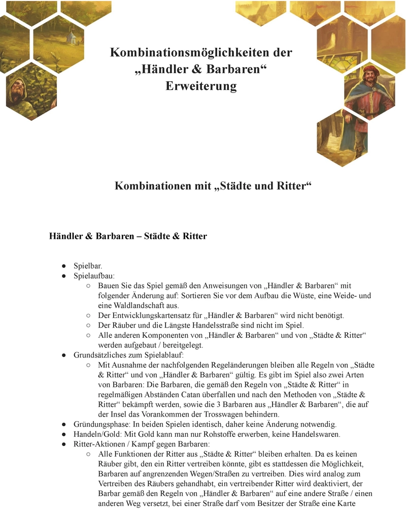 Kombinationsmöglichkeiten der Händler & Barbaren Erweiterung für Städte & Ritter