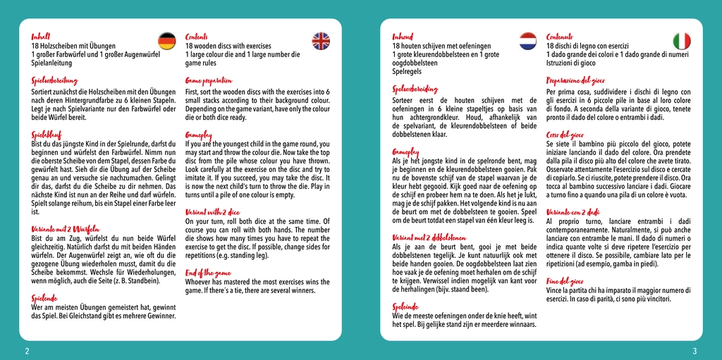 Happy Move - Gesellschaftsspiel mit Holzscheiben und Würfeln