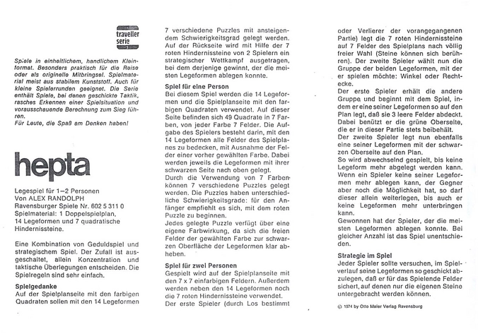 Hepta - Strategisches Legespiel für 1-2 Personen