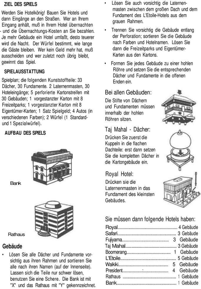 Hotel - Gesellschaftsspiel über den Bau von Traumhotels