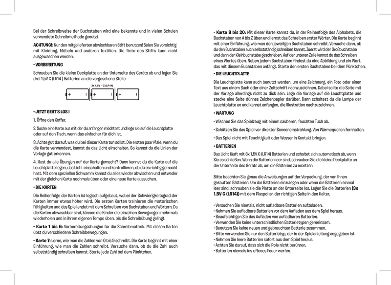 Ich lerne schreiben - Spielanleitung für Kinder